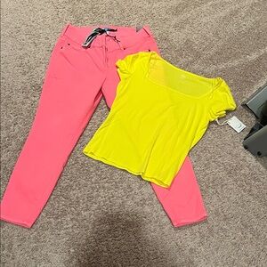 Bright Pink Pants and Yellow Top Set - BRAND NEW